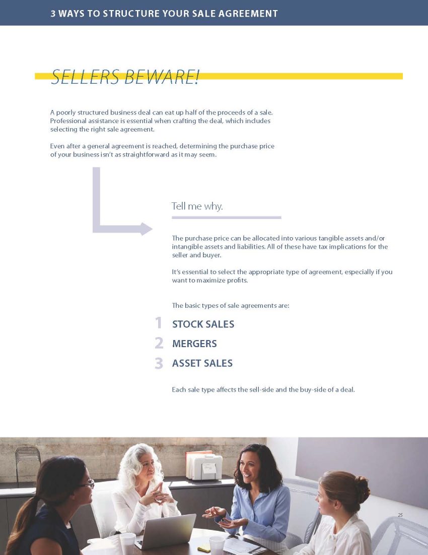 Screenshot of M&A guide page - structuring your sale agreement