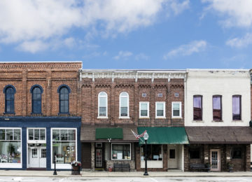 Main street of small town - businesses can apply for main street lending program if impacted by COVID-19