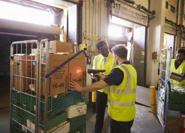 Image of warehouse manager overseeing a delivery and setting tone to protect inventory