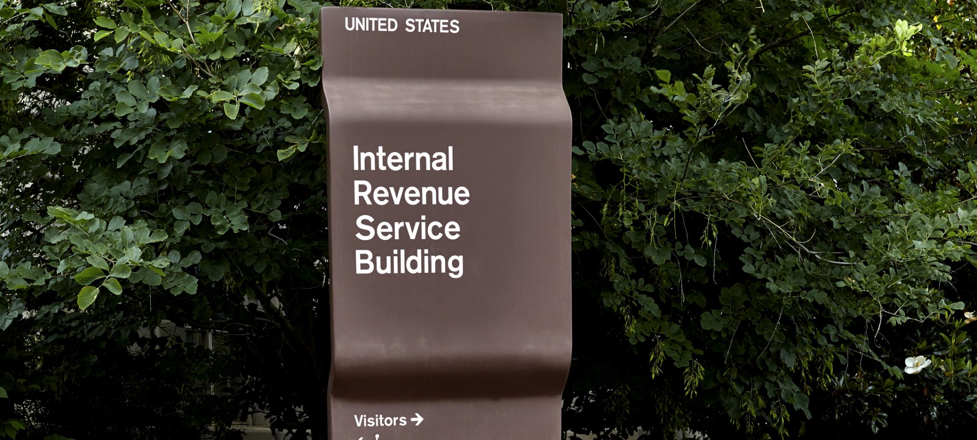 Image of sign direction people to IRS building - 2019 tax season